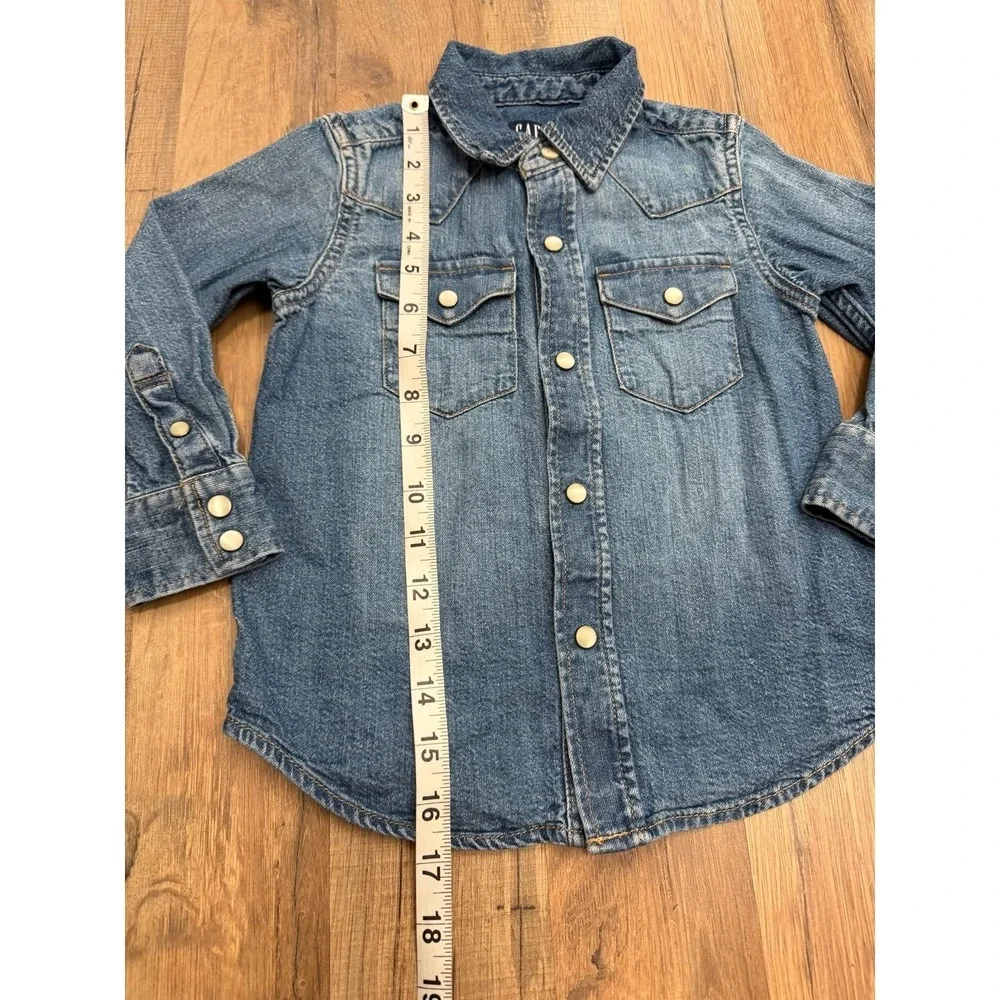 GAP Kids Denim Western Shirt 3 Years Snap Button Long Sleeve Blue Toddler